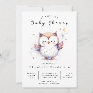 Chic Forest Owl Baby Shower Invitation