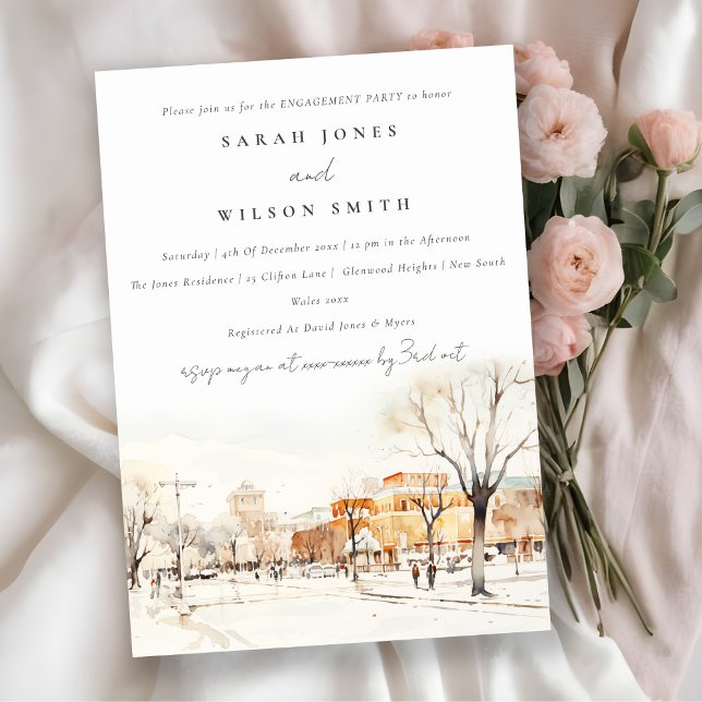 Chic Forgo North Dakota City Scape Engagement Invitation (Creator Uploaded)