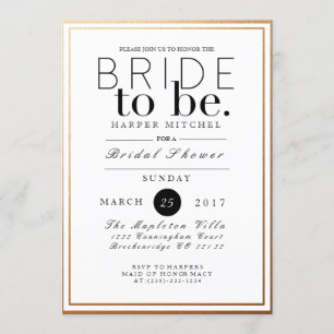 Chic & Formal Bridal Shower   Gold Foil Invite