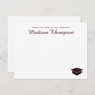 Chic Formal Burgundy Script Graduation Cap Card