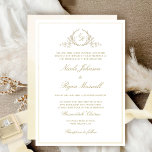 Chic Formal Champagne Monogram, Watercolor Wedding Invitation<br><div class="desc">Delight friends and family with this elegant wedding invitation showcasing exquisite fine hand drawn leafy botanical monogram with bride and groom's initials. Front invitation trimmed with thin champagne cream hues watercolor frame, while invitation's back featuring beautiful watercolor wash in champagne, cream, ivory, buttercream and beige hues. Clean and simple design...</div>
