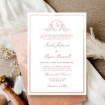 Chic Formal Monogram Terracotta Watercolor Wedding Invitation<br><div class="desc">Delight friends and family with this elegant wedding invitation showcasing exquisite fine hand drawn leafy botanical monogram with bride and groom's initials. Front invitation trimmed with thin terracotta, rust hues watercolor frame, while invitation's back featuring beautiful watercolor wash in terracotta, rust burnt orange hues. Clean and simple design full of...</div>