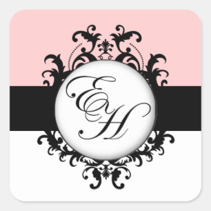 Chic Français Black Monogrammes Damask Étiquette C