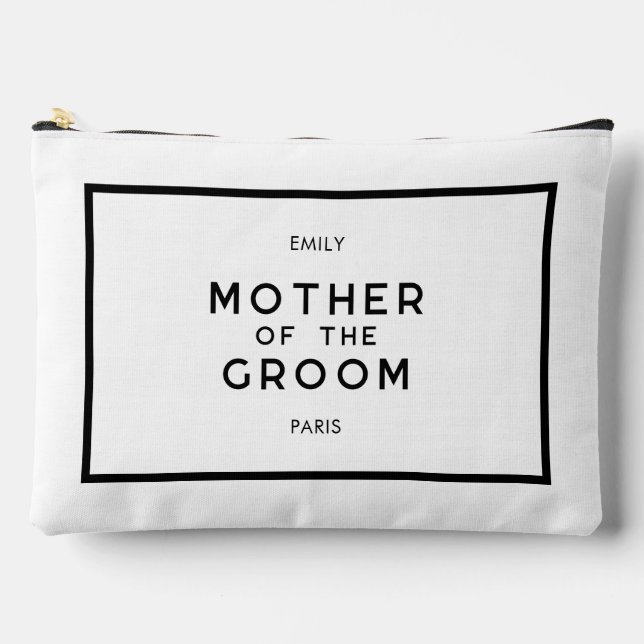 Chic French Black & White Mother Of The Groom Accessory Pouch (Front)