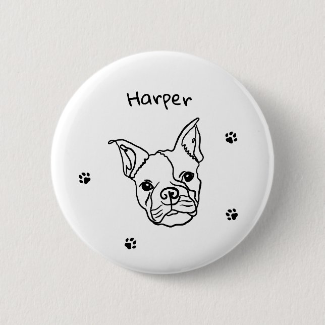 Chic French Bulldog Line Art: Edit Your Text 2 Inch Round Button (Front)