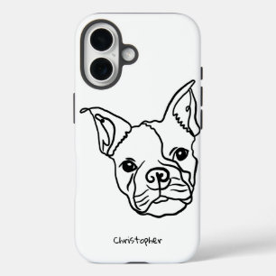 Chic French Bulldog Line Art: Edit Your Text iPhone 16 Case