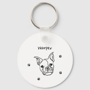Chic French Bulldog Line Art: Edit Your Text Keychain