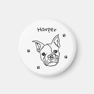 Chic French Bulldog Line Art: Edit Your Text Magnet