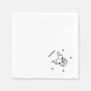 Chic French Bulldog Line Art: Edit Your Text Napkin