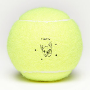 Chic French Bulldog Line Art: Edit Your Text Tennis Balls