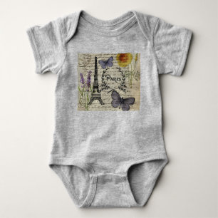 chic french butterfly scripts paris eiffel tower baby bodysuit