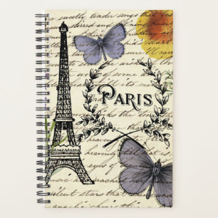 chic french butterfly scripts paris eiffel tower planner