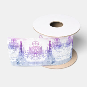 Chic french purple chandelier paris eiffel tower satin ribbon