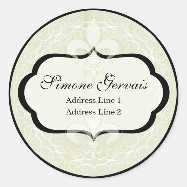 Chic French Romance Address Label in Greens (Front)