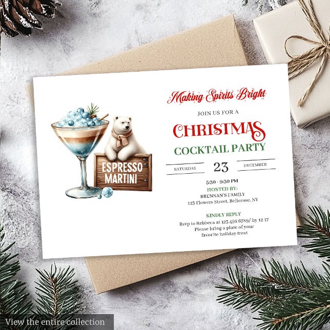 Chic fun festive Christmas cocktails party invite (Chic fun festive cocktails party invitation

)