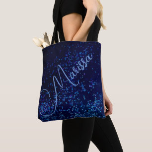 Chic Fun Personalized Blue Confetti Tote