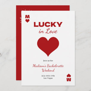 Chic Fun Red Lucky In Love Bachelorette Itinerary Invitation