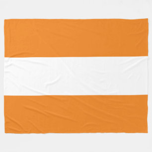Chic Fun Sporty Bright Orange White Wide Stripes Fleece Blanket