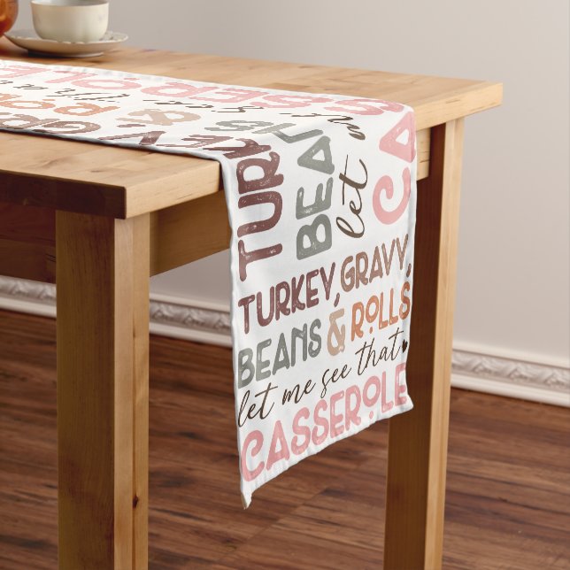 Chic Fun Thanksgiving Turkey Beans Casserole Medium Table Runner (In Situ)