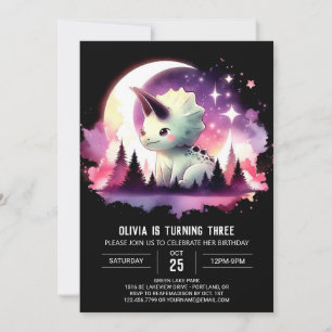 Chic Fun Triceratops Birthday Invitation