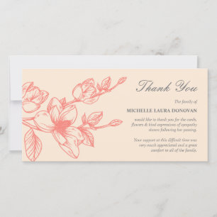 Chic Funeral Thank You Note   Blush Coral Magnolia