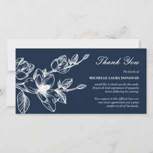 Chic Funeral Thank You Note Navy Magnolia Card