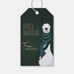 Chic Funny Festive Fleece Navidad Dark Green Gift Tags