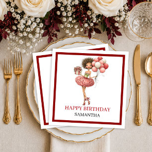 Chic Funny Woman Marsala Script Birthday Napkins
