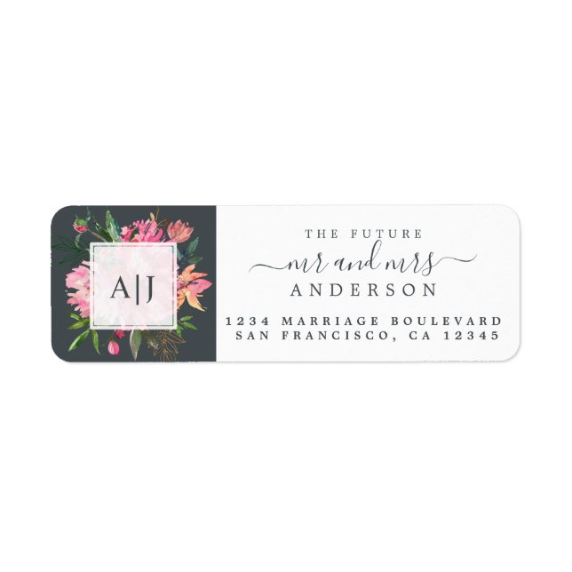Chic Future M. Mme Monogram Mariage Retour Adresse (Devant)