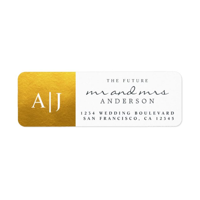 Chic Future M. Mme Monogram Mariage Retour Adresse (Devant)
