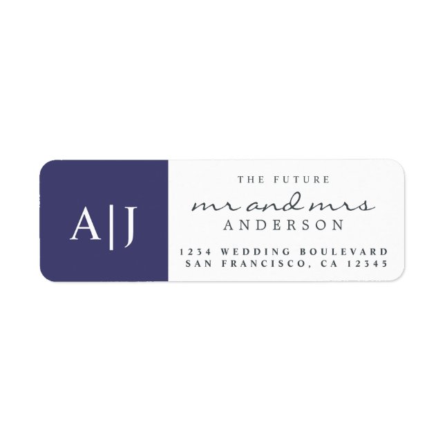 Chic Future M. Mme Monogram Mariage Retour Adresse (Devant)
