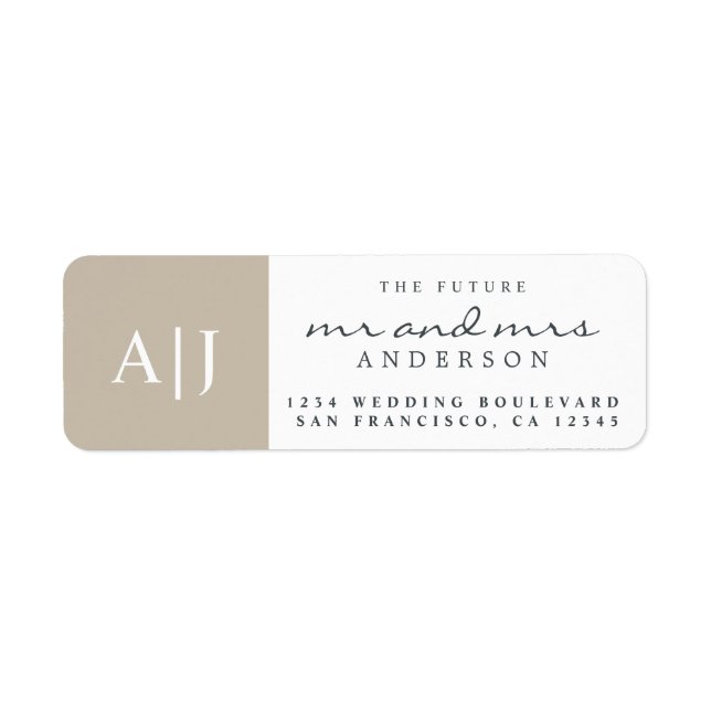 Chic Future M. Mme Monogram Mariage Retour Adresse (Devant)