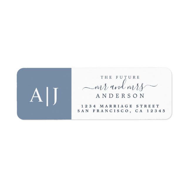 Chic Future M. Mme Monogram Mariage Retour Adresse (Devant)