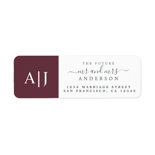 Chic Future M. Mme Monogram Mariage Retour Adresse (Devant)