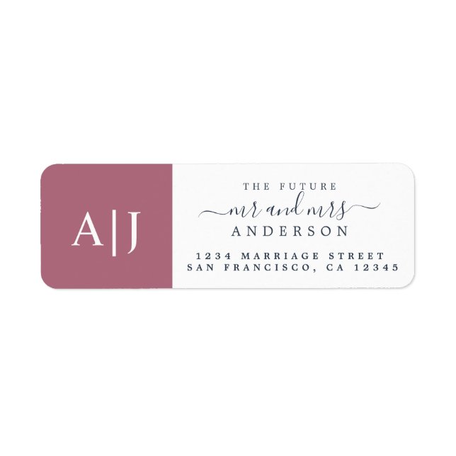 Chic Future M. Mme Monogram Mariage Retour Adresse (Devant)