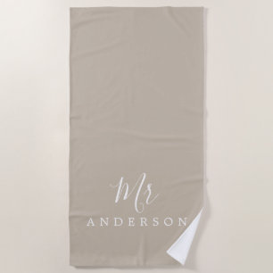 Chic Future Mr Grey Monogram Beach Towel