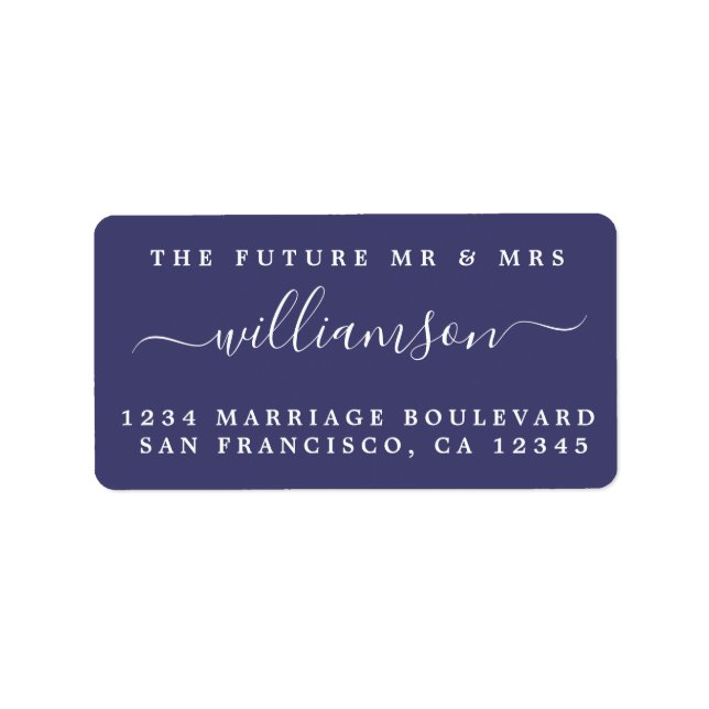 Chic Future Mr Mrs Blue Wedding Return Address Label (Front)