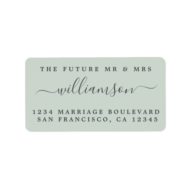 Chic Future Mr Mrs Green Wedding Return Address Label (Front)