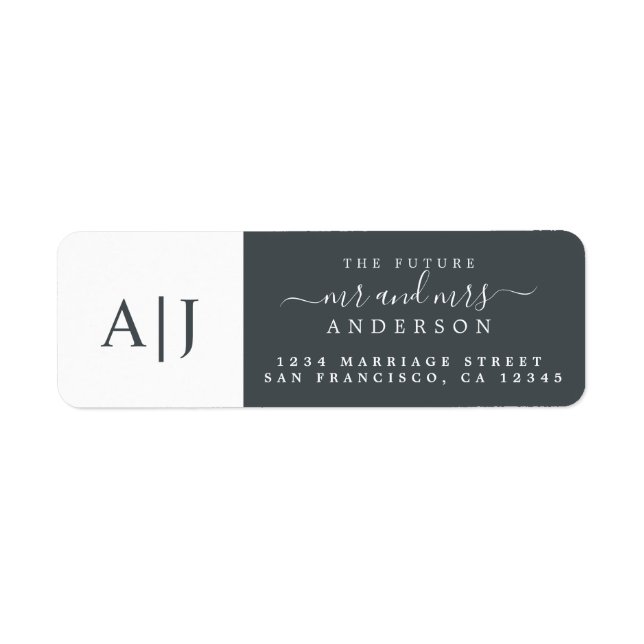 Chic Future Mr Mrs Monogram Wedding Return Address (Front)
