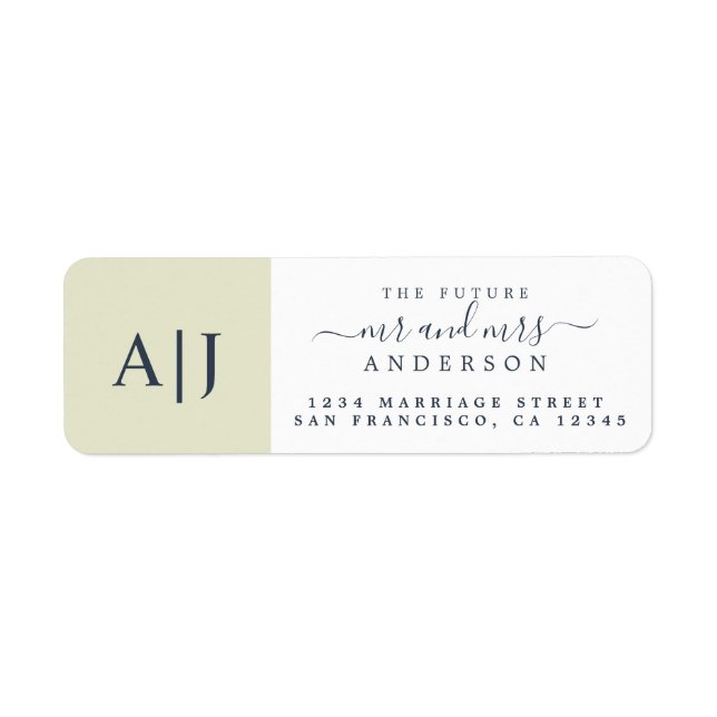 Chic Future Mr Mrs Monogram Wedding Return Address (Front)