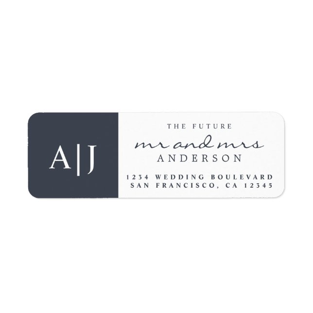 Chic Future Mr Mrs Monogram Wedding Return Address (Front)