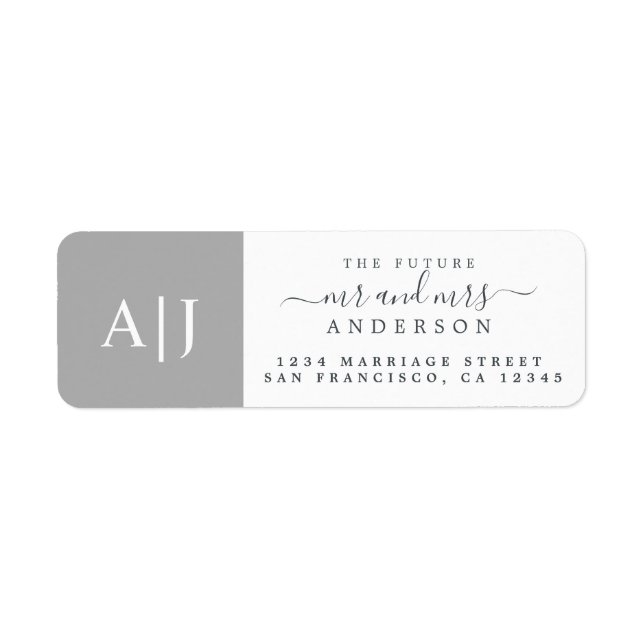 Chic Future Mr Mrs Monogram Wedding Return Address (Front)