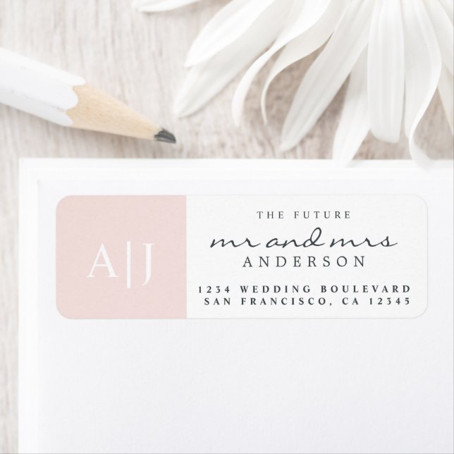 Chic Future Mr Mrs Monogram Wedding Return Address (Insitu)