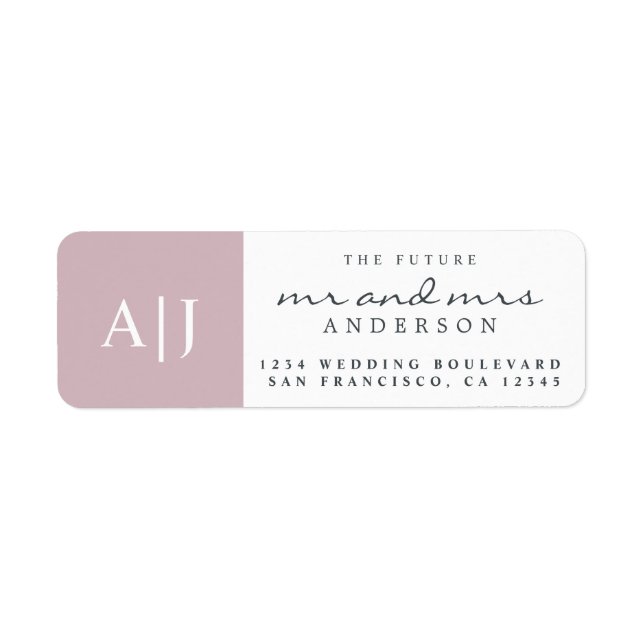 Chic Future Mr Mrs Monogram Wedding Return Address (Front)