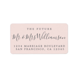 Chic Future Mr Mrs Pink Wedding Return Address Label