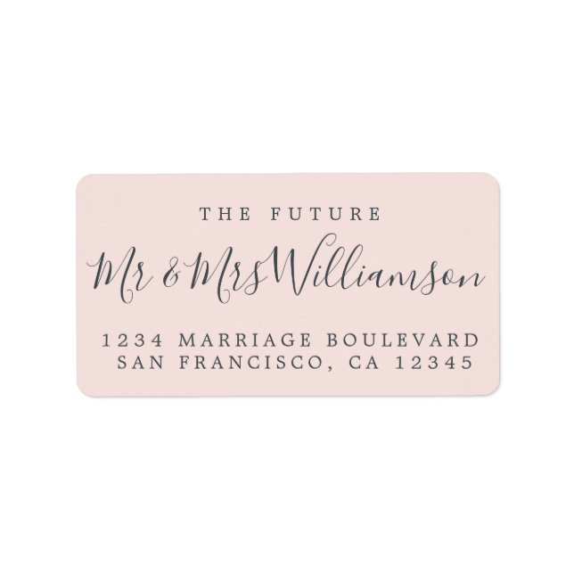Chic Future Mr Mrs Pink Wedding Return Address Label (Front)