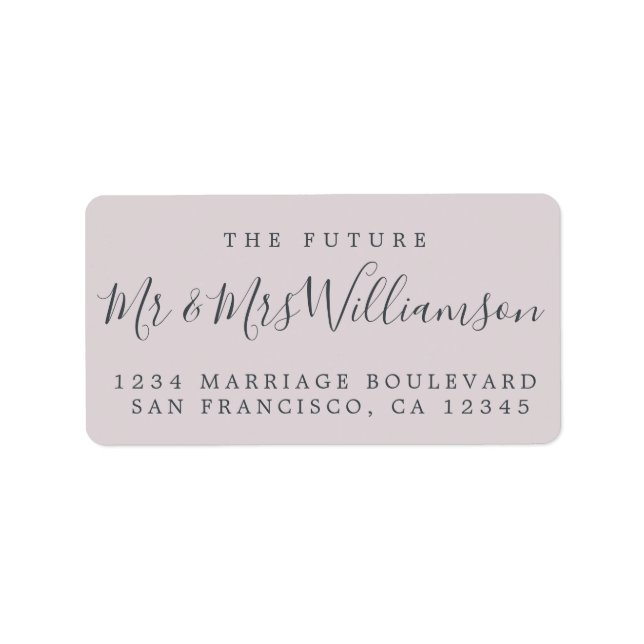 Chic Future Mr Mrs Purple Wedding Return Address Label (Front)