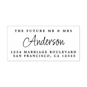Chic Future Mr Mrs Script Return Address Self-inking Stamp