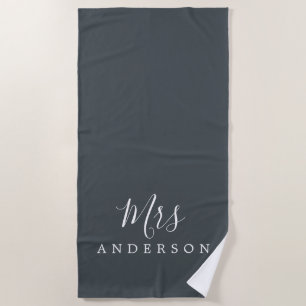 Chic Future Mrs Off-Black Monogram Beach Towel
