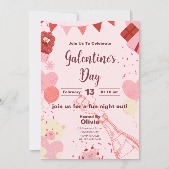 Chic Galentine's Day Celebration Carte d'invitatio (Devant)